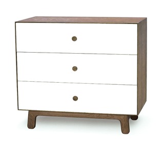 Merlin 3 drawer Dresser White/Walnut - Oeuf NYC